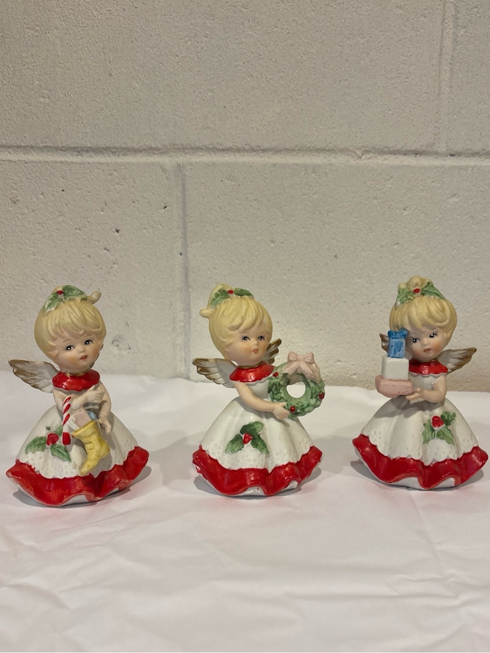 Vintage HOMCO Set of 3 Christmas Angels Porcelain